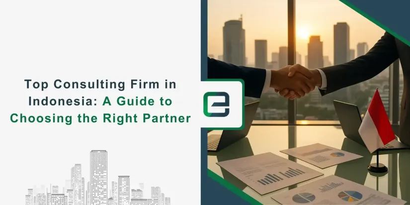 Top Consulting Firm in Indonesia Business handshake with Indonesian flag.